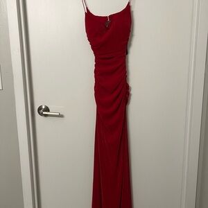 Elegant Red Ruched Gown